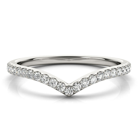 Platinum Pavé Round Diamond Chevron Band with Shared Prong Setting 2