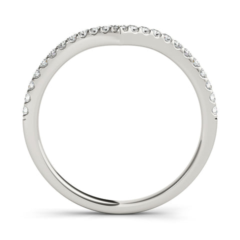 Platinum Pavé Round Diamond Chevron Band with Shared Prong Setting