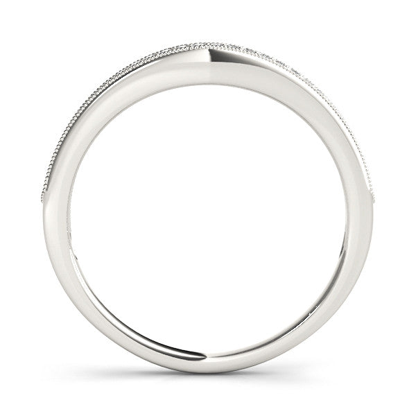 Platinum Pavé Round Diamond Contour Band with Milgrain Edge 1