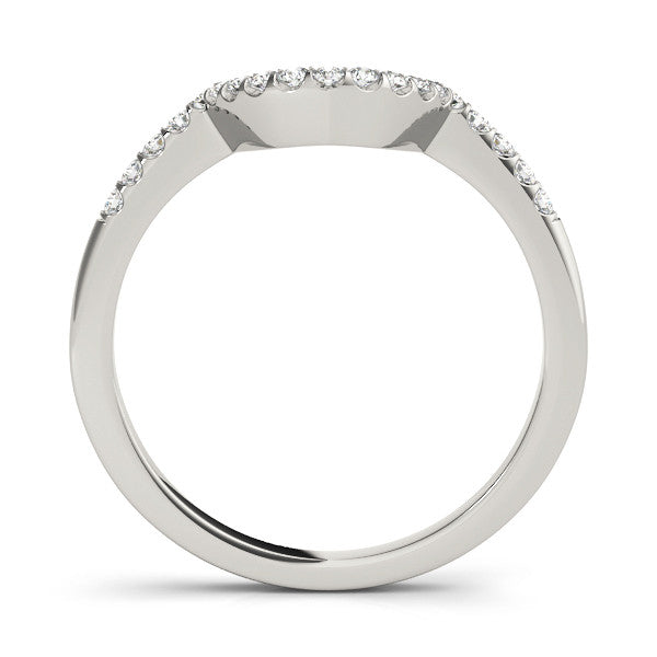 Silver Pavé Round Diamond Contour Band with U-Prong Setting