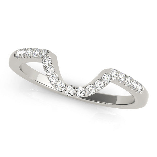 Silver Pavé Round Diamond Contour Band with U-Prong Setting