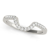 Silver Pavé Round Diamond Contour Band with U-Prong Setting