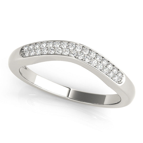 Platinum Pavé Round Diamond Contour Band