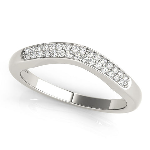 Platinum Pavé Round Diamond Contour Band
