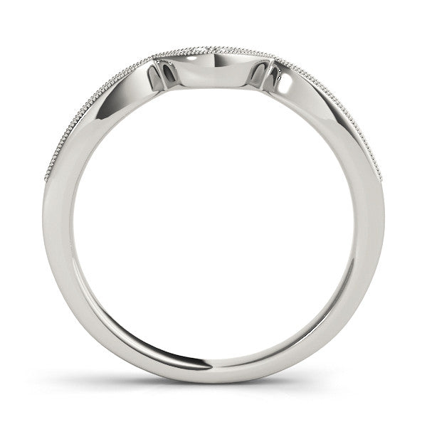 Platinum Pavé Round Diamond Contour Milgrain Band 1