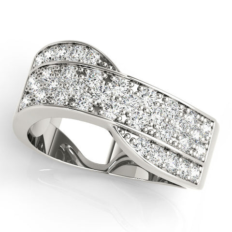 Platinum Pavé Round Diamond Crossover Band with Bead Prong Setting 1