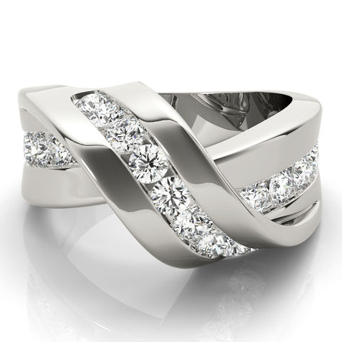 Platinum Pavé Round Diamond Crossover Band with Channel Setting 2