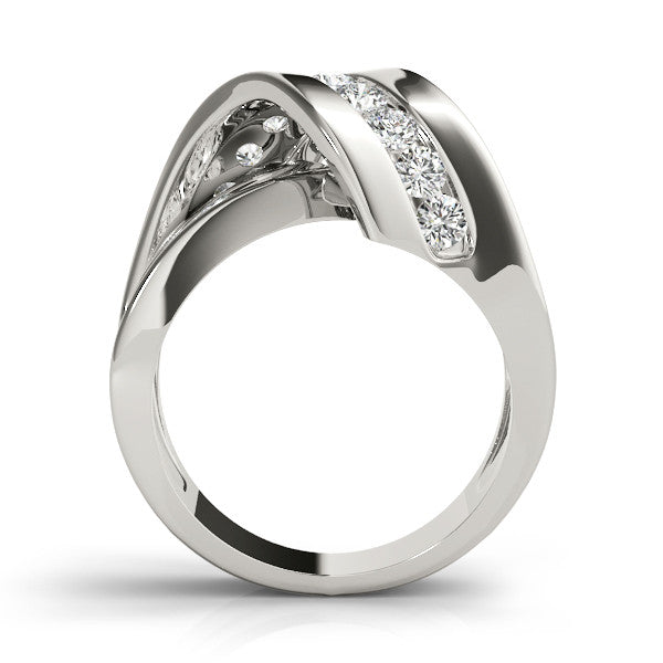 Platinum Pavé Round Diamond Crossover Band with Channel Setting