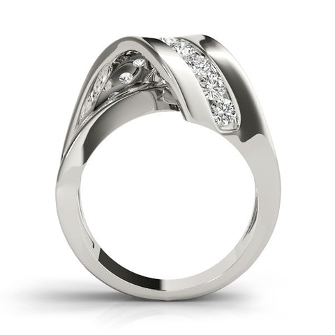 Platinum Pavé Round Diamond Crossover Band with Channel Setting