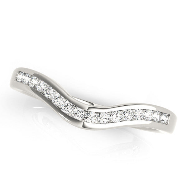 Platinum Pavé Round Diamond Curved Band with Channel Setting