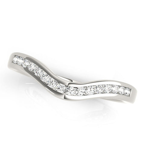 Platinum Pavé Round Diamond Curved Band with Channel Setting