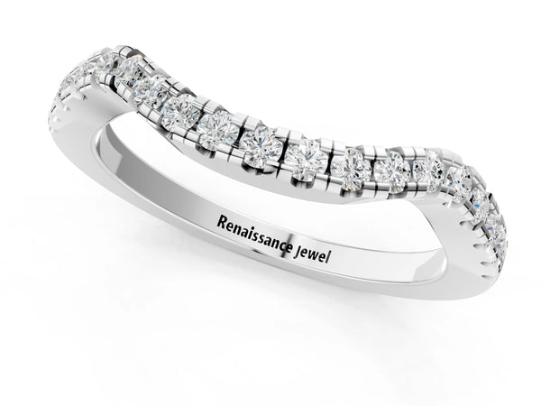 Platinum Pavé Round Diamond Curved Band with Micro Prong Setting