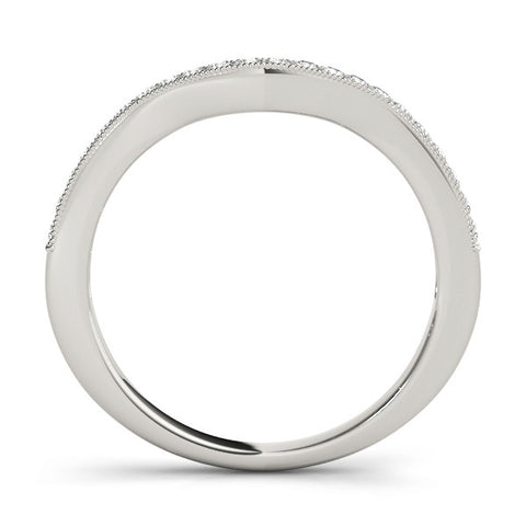 Platinum Pavé Round Diamond Curved Band with Milgrain Edge 1