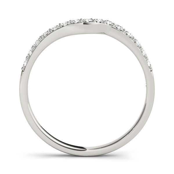 Platinum Pavé Round Diamond Curved Band with Prong Setting 1