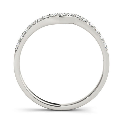 Platinum Pavé Round Diamond Curved Band with Prong Setting 1