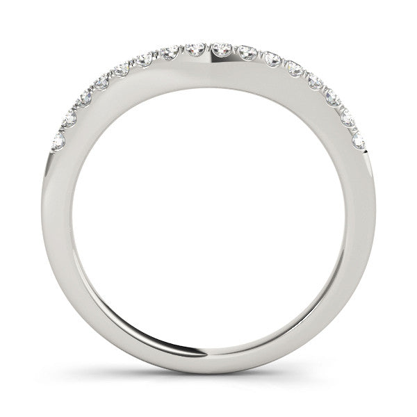 Platinum Pavé Round Diamond Curved Band with Shared Prong Setting 1