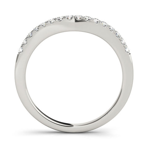 Platinum Pavé Round Diamond Curved Band with Shared Prong Setting 1