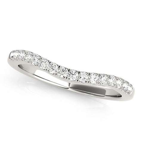 Platinum Pavé Round Diamond Curved Band with Shared Prong Setting