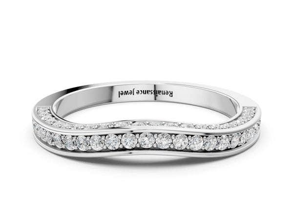 Platinum Pavé Round Diamond Curved Band