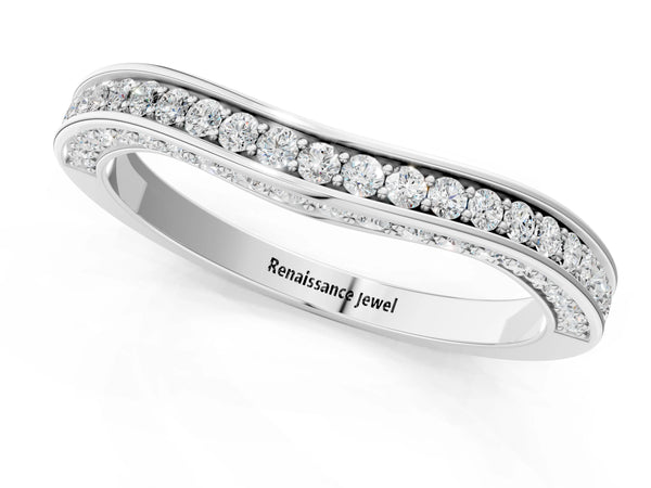 Platinum Pavé Round Diamond Curved Band