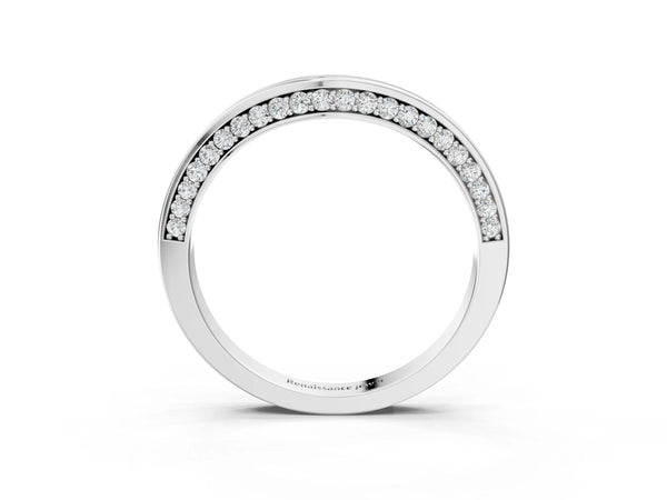Platinum Pavé Round Diamond Curved Band