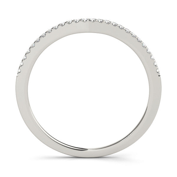 Silver Pavé Round Diamond Curved Wedding Band