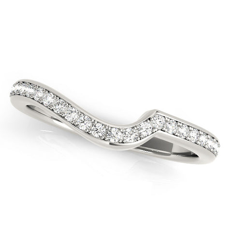 Platinum Pavé Round Diamond Curved Wedding Band with Channel Setting