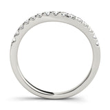Platinum Pavé Round Diamond Curved Wedding Band with Prong Setting 1