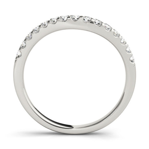 Platinum Pavé Round Diamond Curved Wedding Band with Prong Setting 1