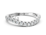 Platinum Pavé Round Diamond Curved Wedding Band with Prong Setting_14