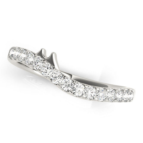 Platinum Pavé Round Diamond Curved Wedding Band with Prong Setting