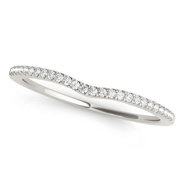 Silver Pavé Round Diamond Curved Wedding Band