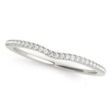 Silver Pavé Round Diamond Curved Wedding Band
