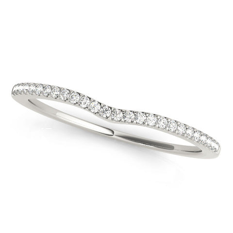 Platinum Pavé Round Diamond Curved Wedding Band