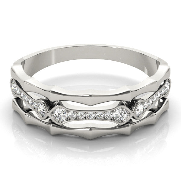 Platinum Pavé Round Diamond Eternity Band with Bar Prong Setting 2