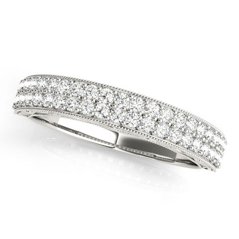 Platinum Pavé Round Diamond Eternity Band with Milgrain Edge