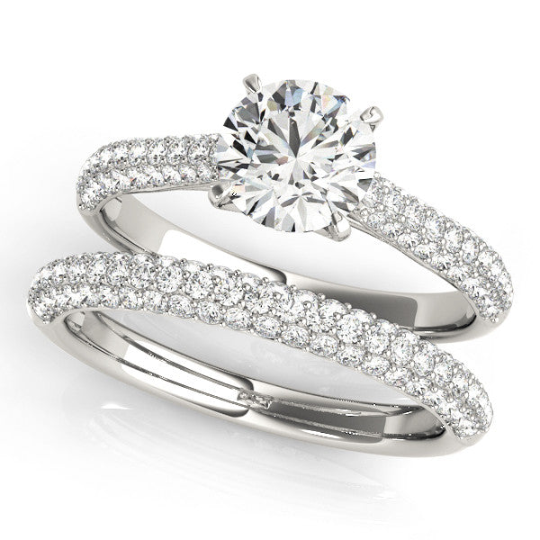 Silver Pavé Round Diamond Eternity Band with Prong Setting