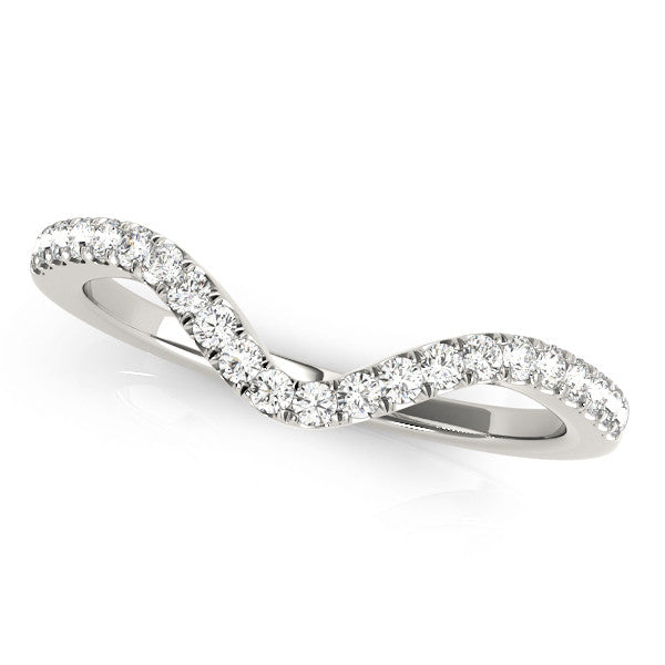 10K White Gold Pavé Round Diamond Infinity Twist Band with Shared Prong Setting