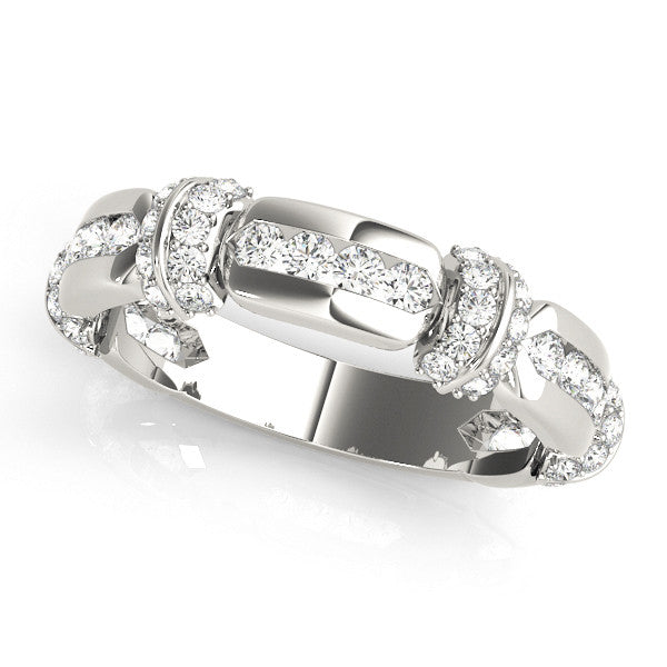 Platinum Pavé Round Diamond Link Band with Bezel Setting 1