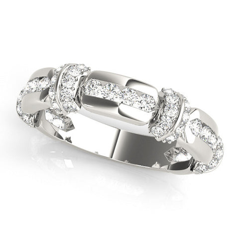 Platinum Pavé Round Diamond Link Band with Bezel Setting 1