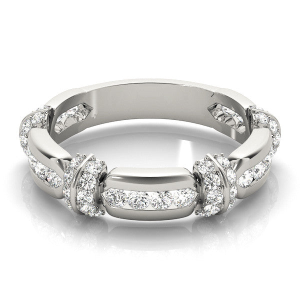 Platinum Pavé Round Diamond Link Band with Bezel Setting 2