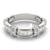 Silver Pavé Round Diamond Link Band with Bezel Setting