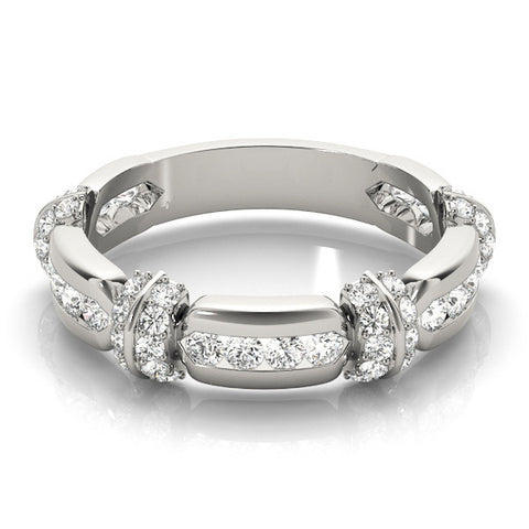 Platinum Pavé Round Diamond Link Band with Bezel Setting 2