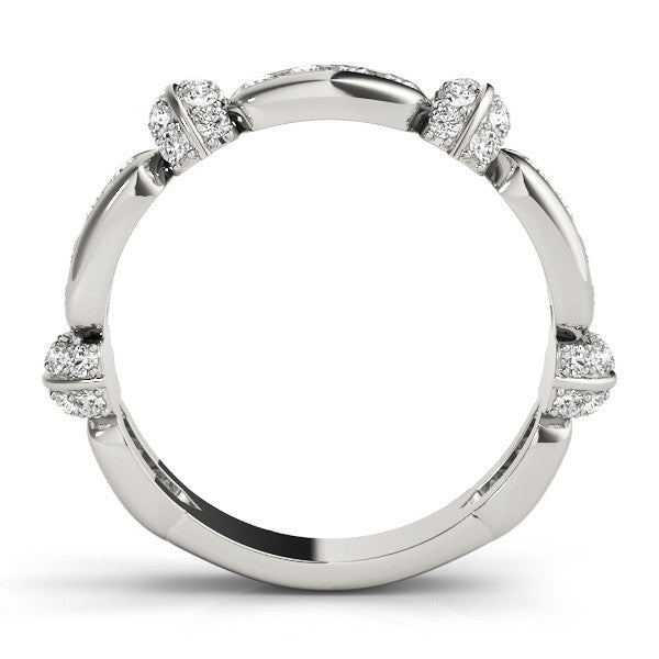Platinum Pavé Round Diamond Link Band with Bezel Setting