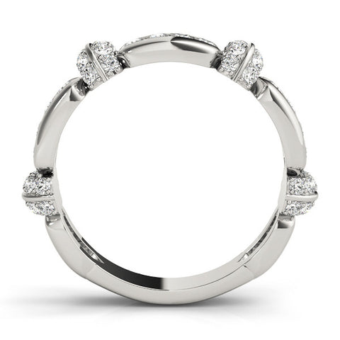 Platinum Pavé Round Diamond Link Band with Bezel Setting