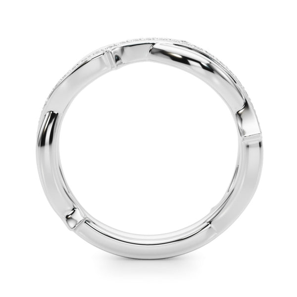 Platinum Pavé Round Diamond Twist Band with Bezel Setting