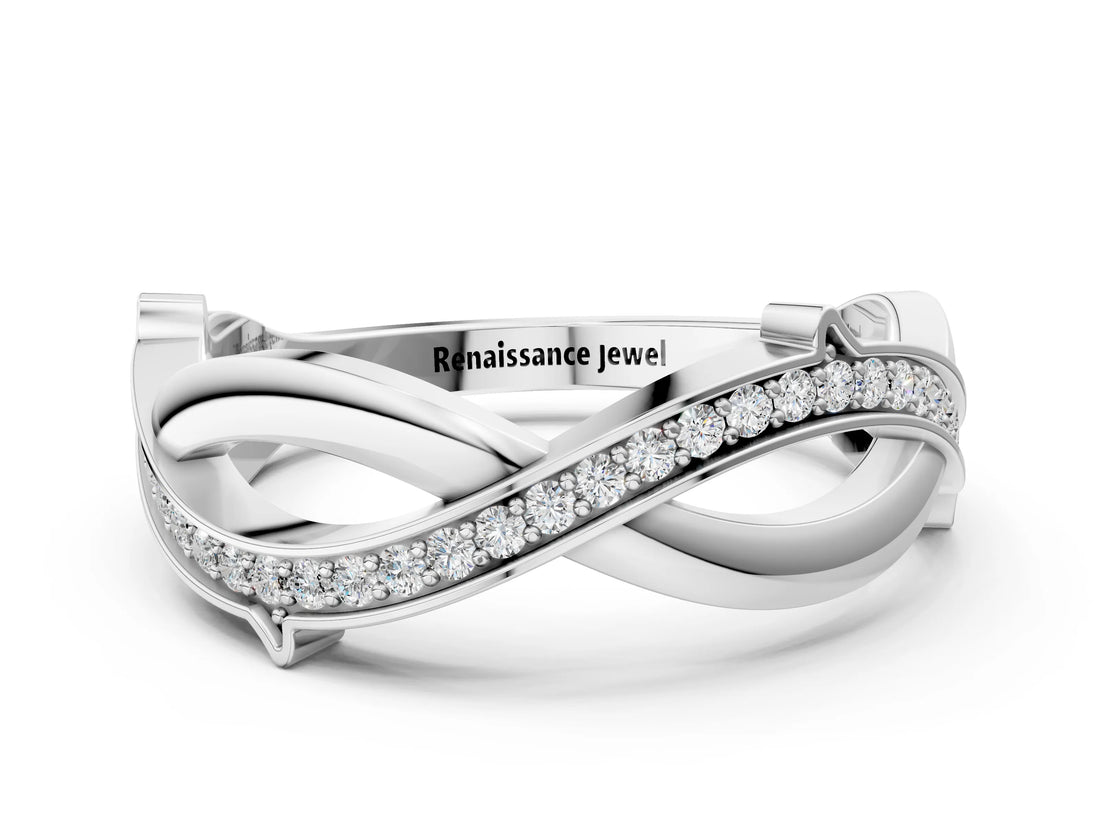 Platinum Pavé Round Diamond Twist Band with Bezel Setting_2