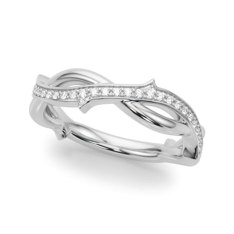 Platinum Pavé Round Diamond Twist Band with Bezel Setting