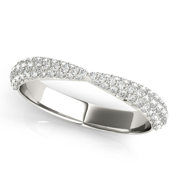 White gold Pavé Round Diamond Twist Band with Micro Prong Setting