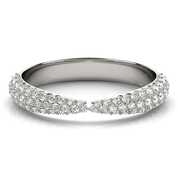White gold Pavé Round Diamond Twist Band with Micro Prong Setting